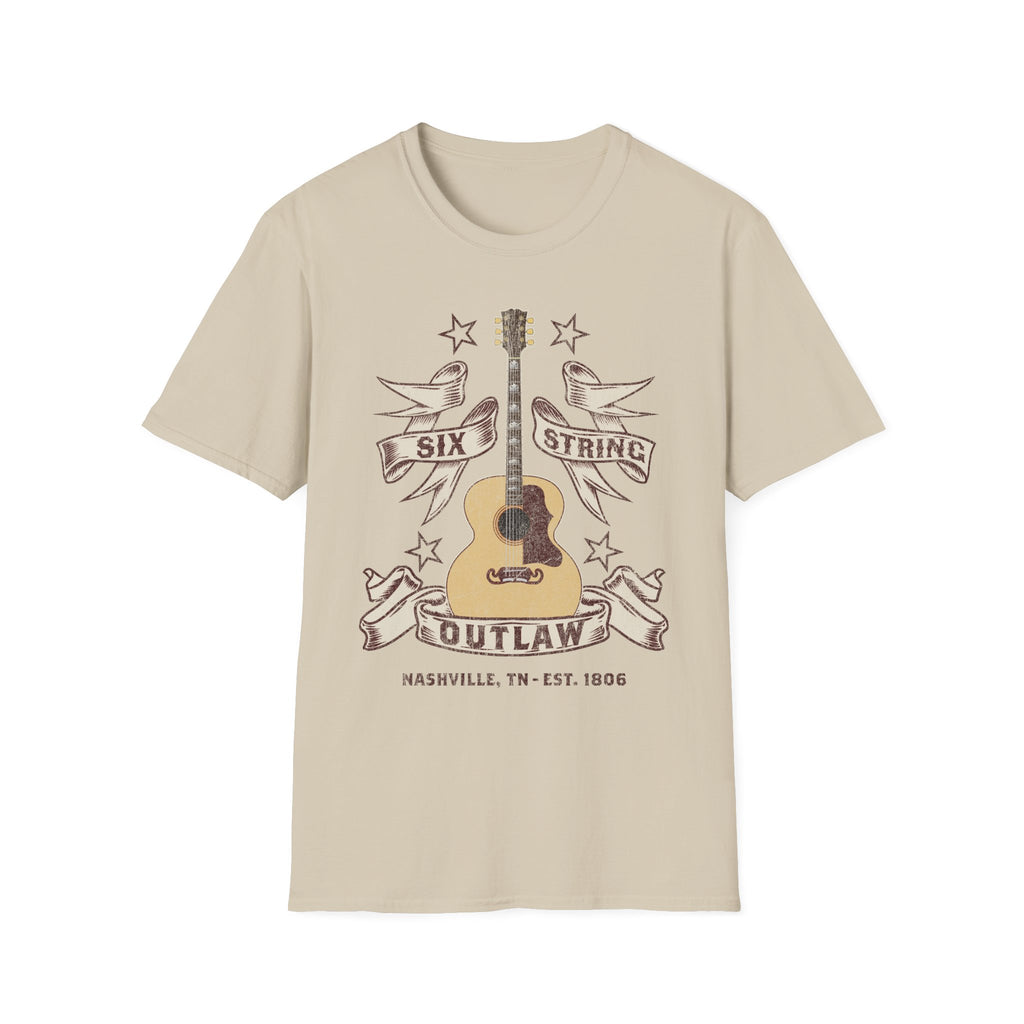 6 String Outlaw Nashville Country Guitar T-Shirt