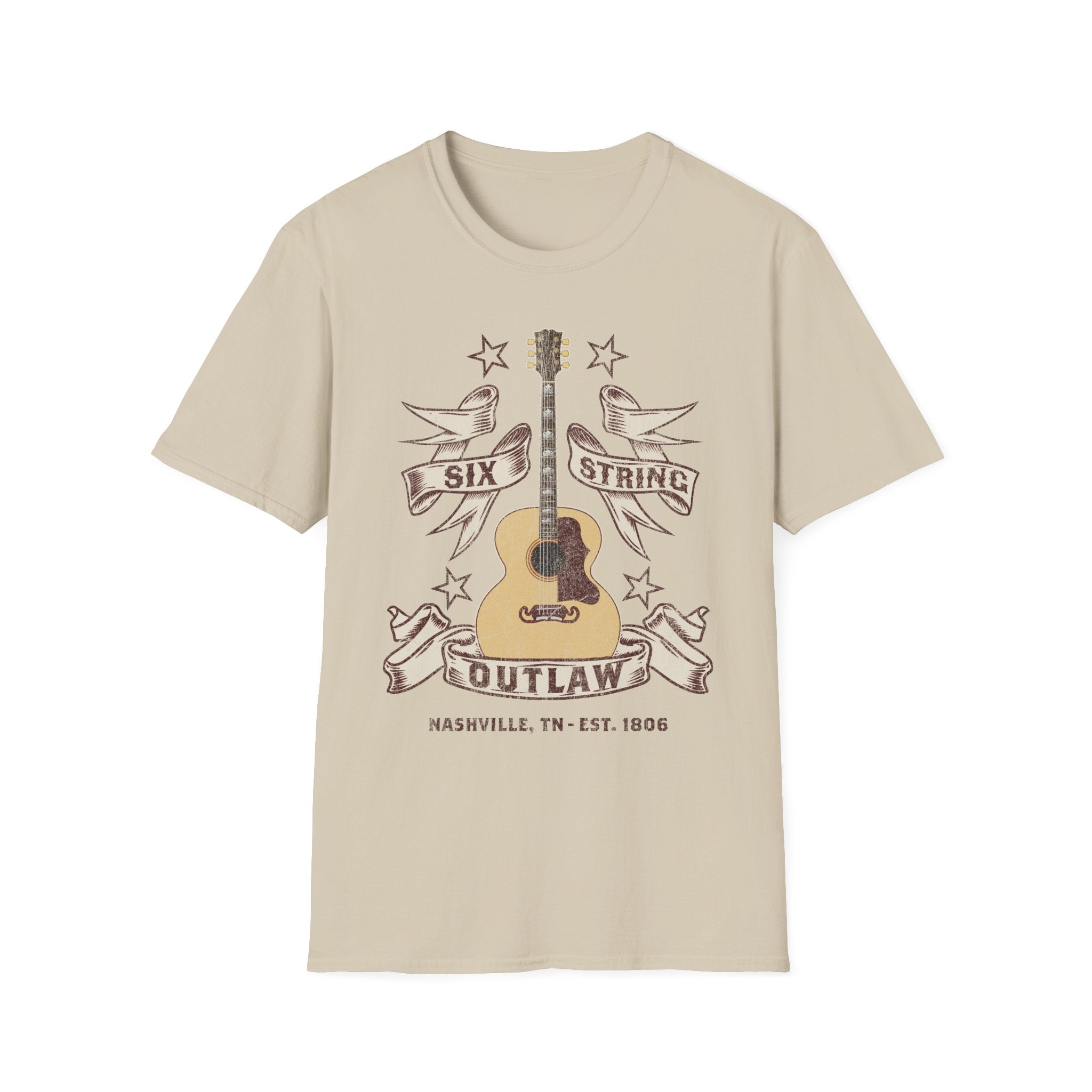 6 String Outlaw Nashville Country Guitar T-Shirt