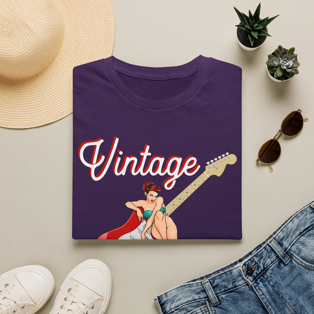Vintage Bombshell Pin Up Girl Guitar T-Shirt