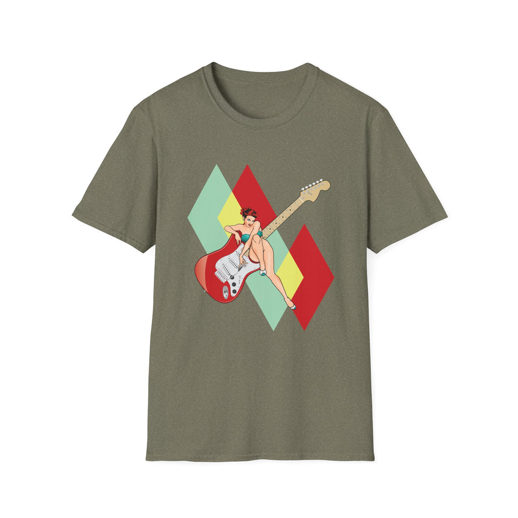 Vintage Electric Guitar Pinup Girl T-Shirt