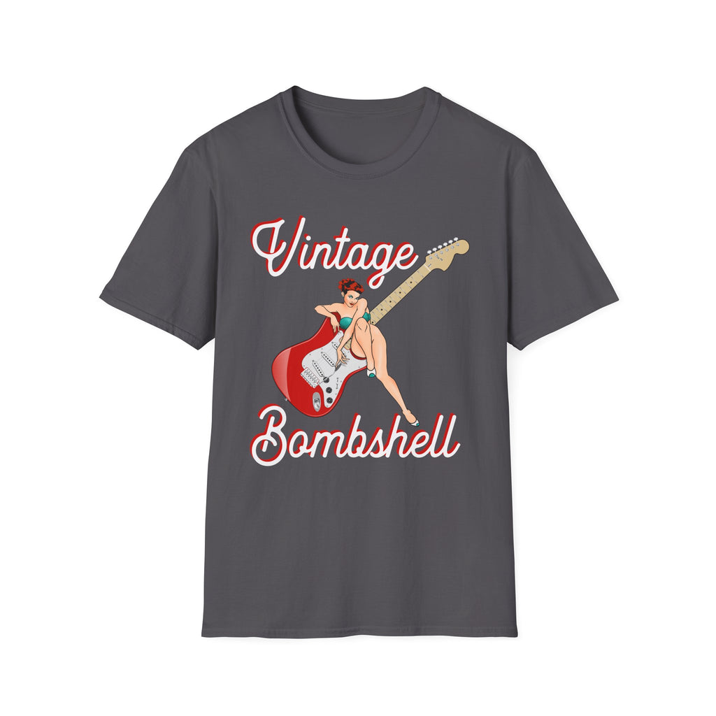 Vintage Bombshell Pin Up Girl Guitar T-Shirt