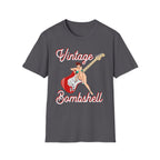 Vintage Bombshell Pin Up Girl Guitar T-Shirt