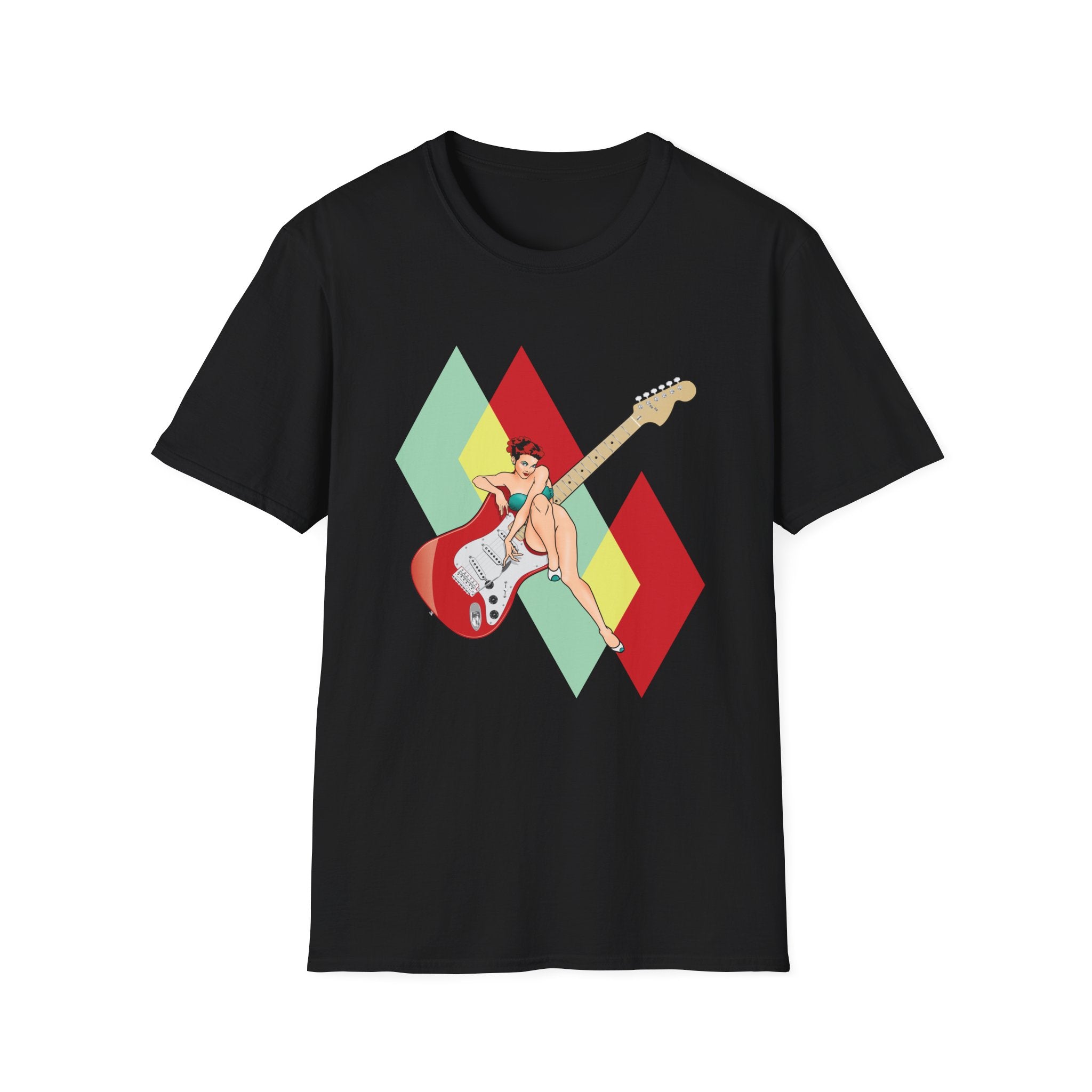 Vintage Electric Guitar Pinup Girl T-Shirt