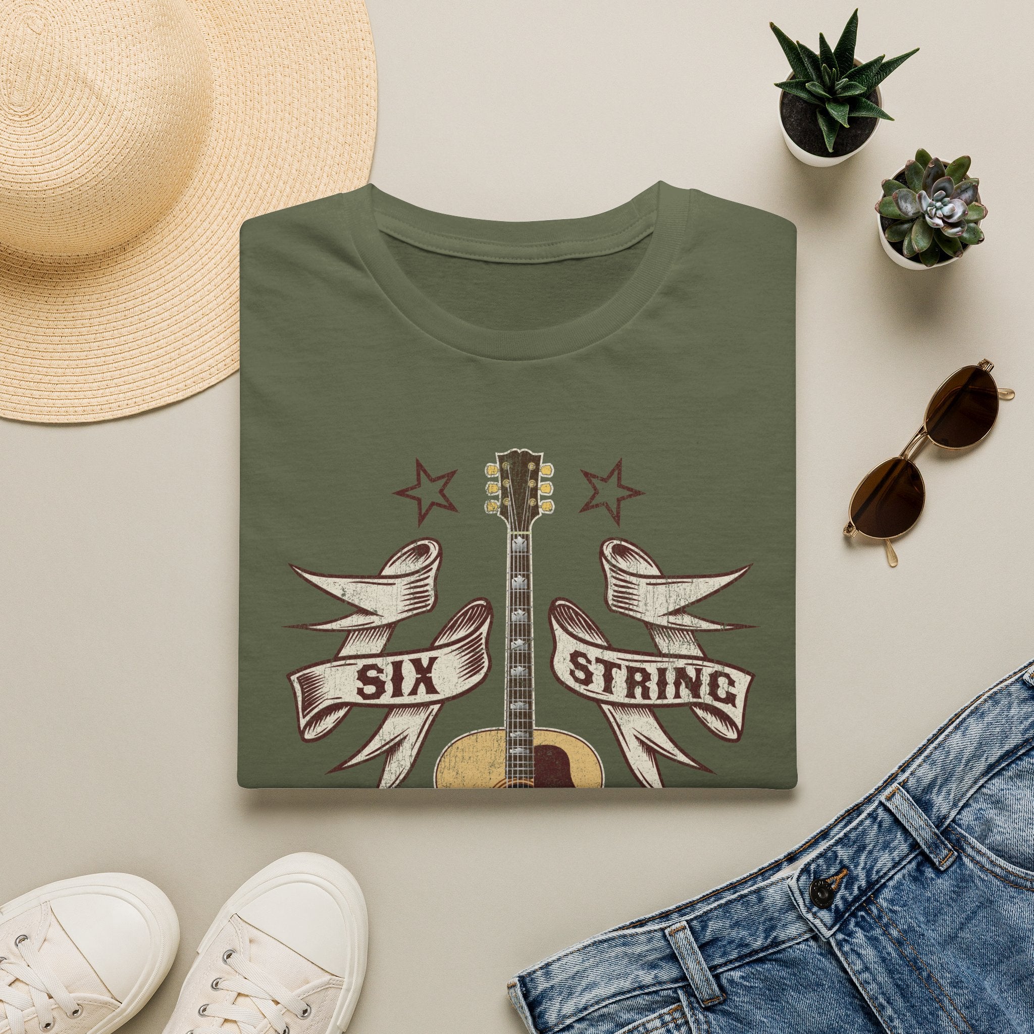 6 String Outlaw Nashville Country Guitar T-Shirt