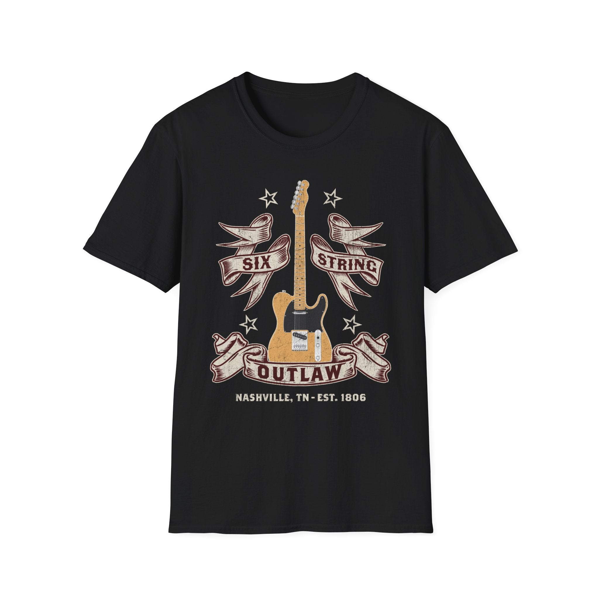 6 String Outlaw Country Guitar T-Shirt