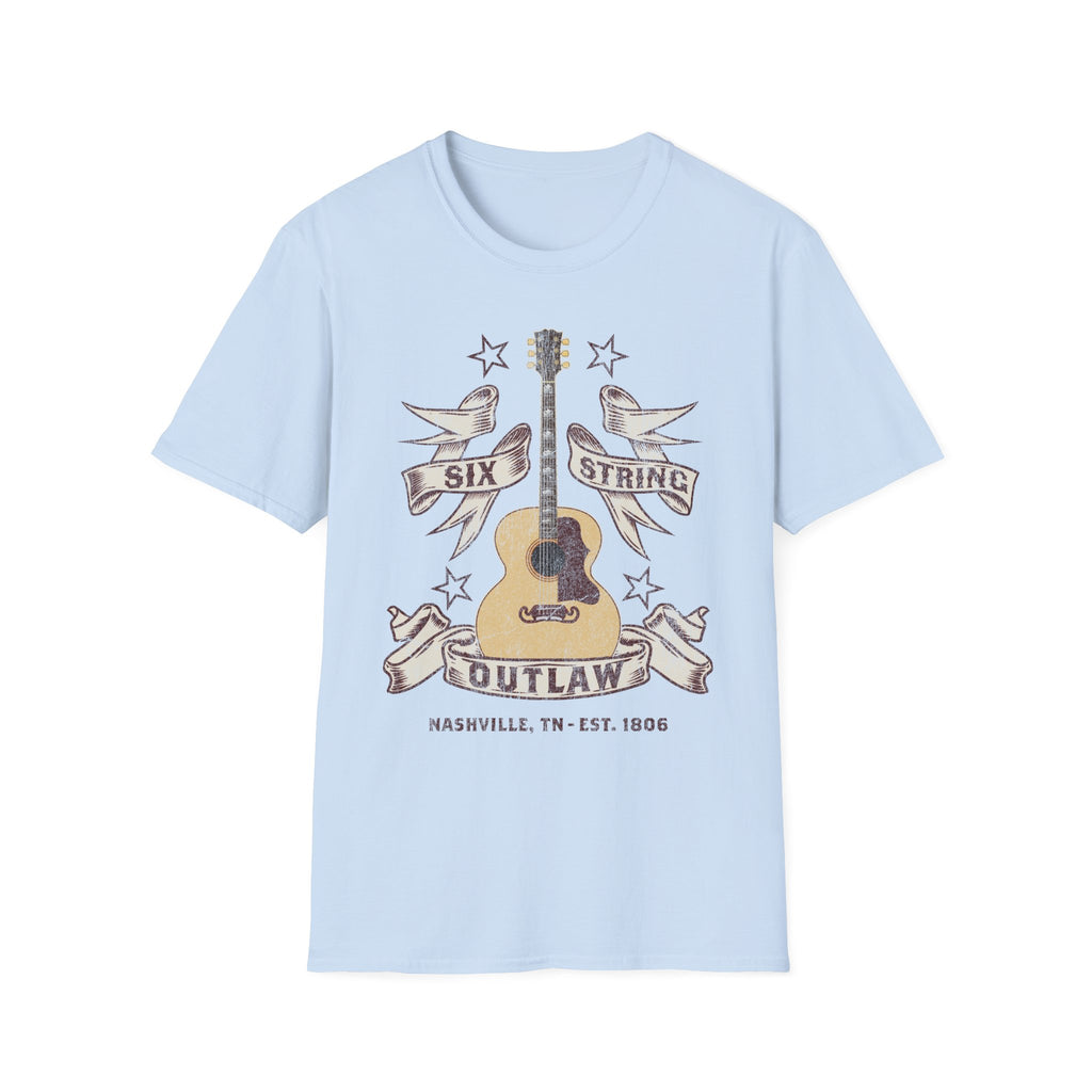 6 String Outlaw Nashville Country Guitar T-Shirt