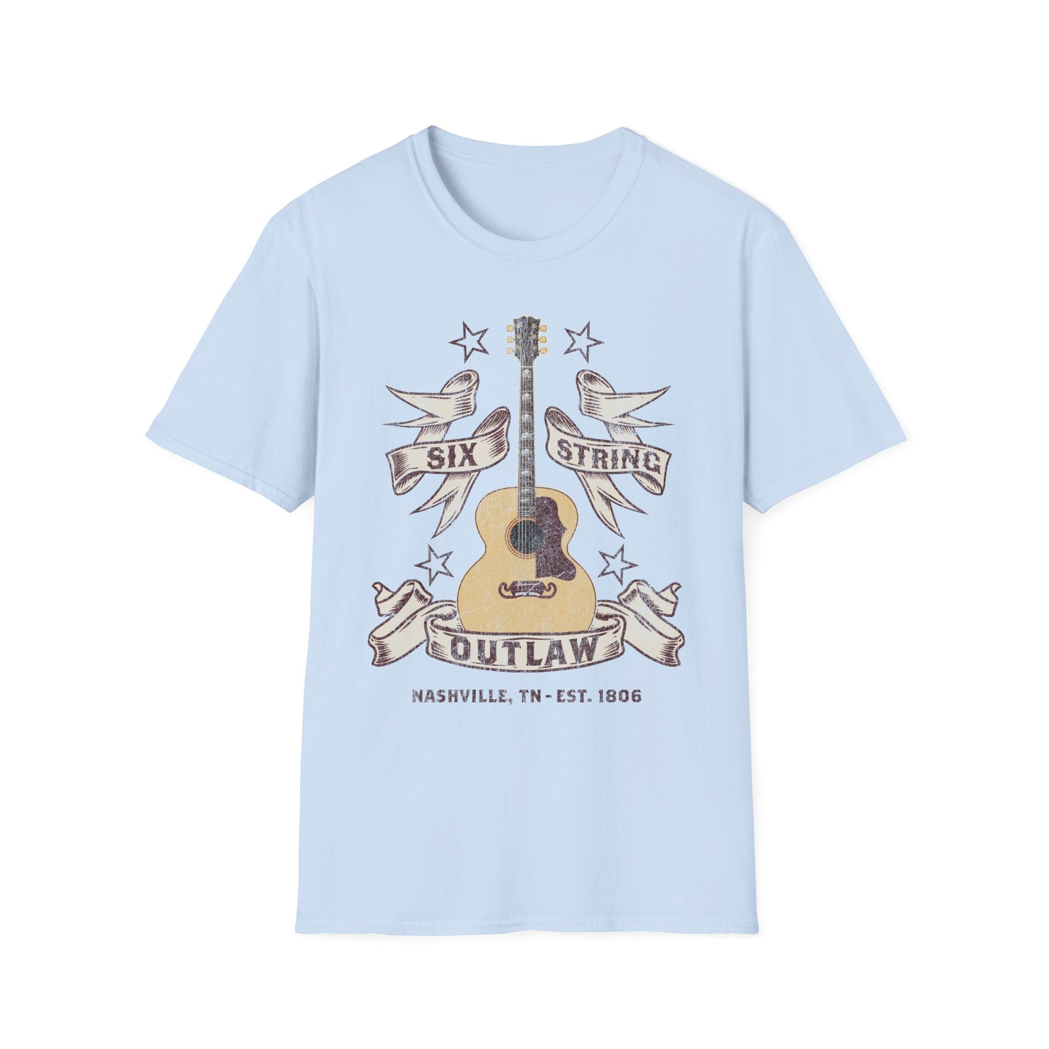 6 String Outlaw Nashville Country Guitar T-Shirt