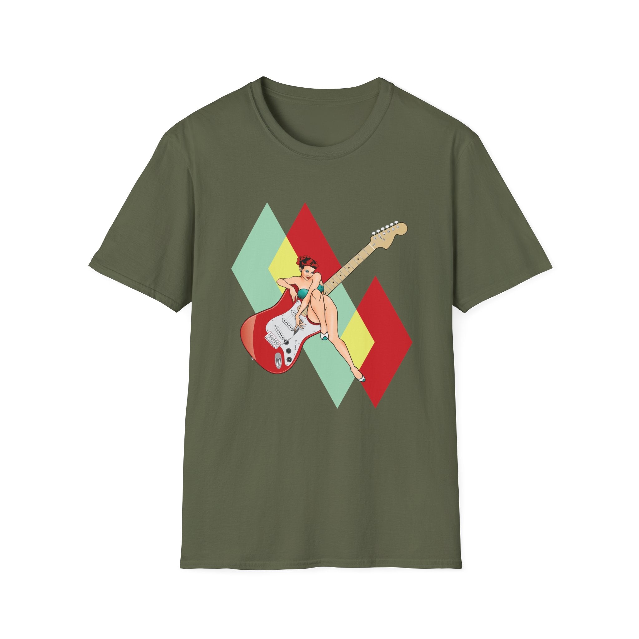 Vintage Electric Guitar Pinup Girl T-Shirt