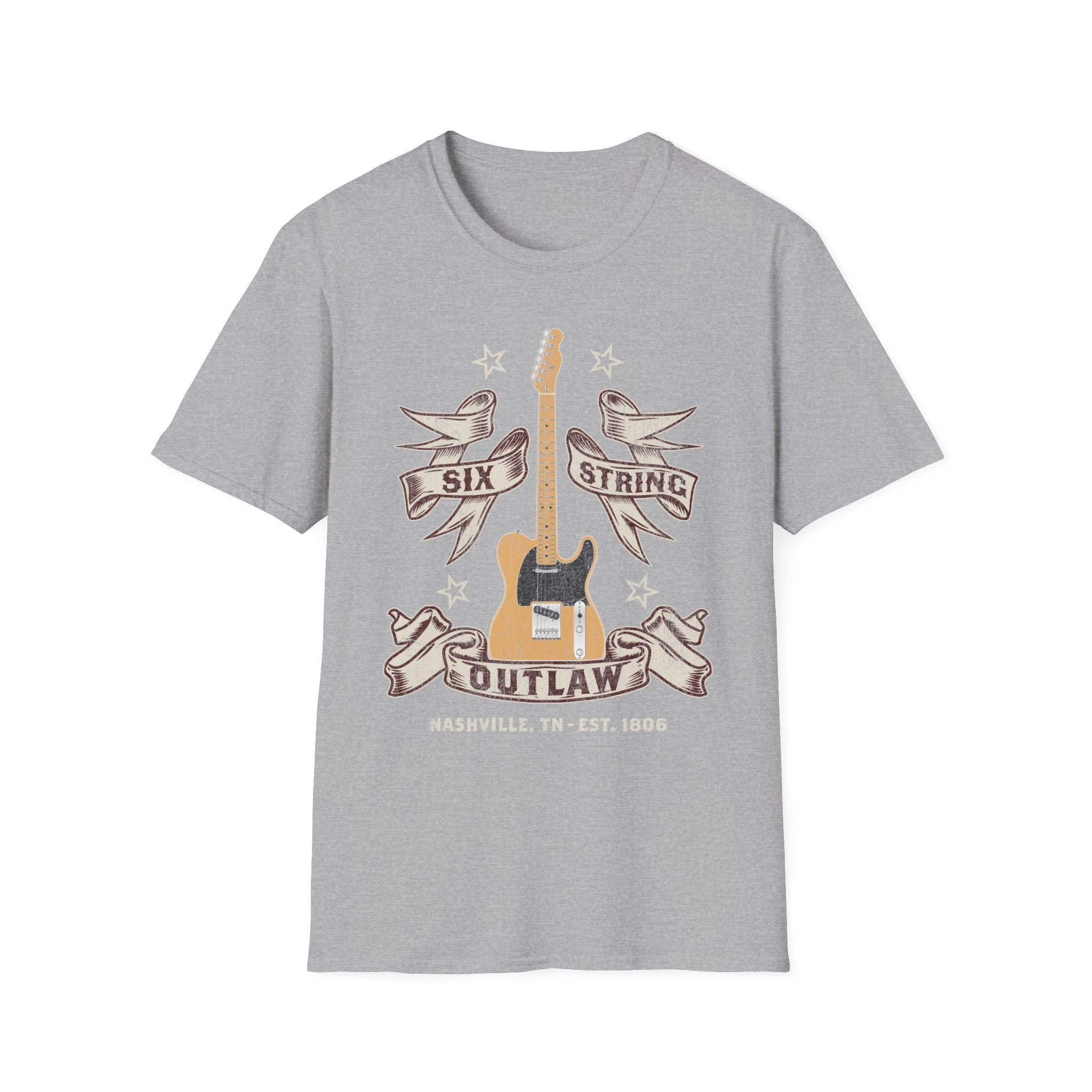 6 String Outlaw Country Guitar T-Shirt