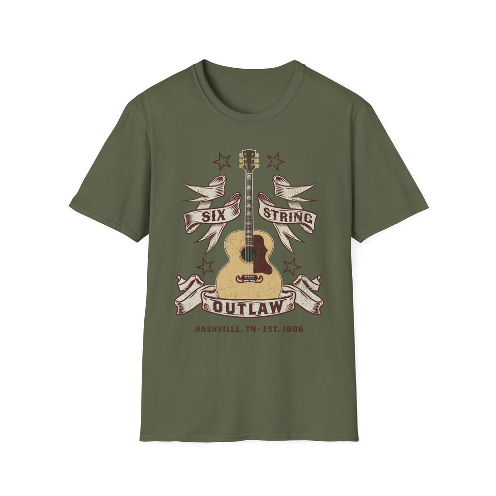 6 String Outlaw Nashville Country Guitar T-Shirt
