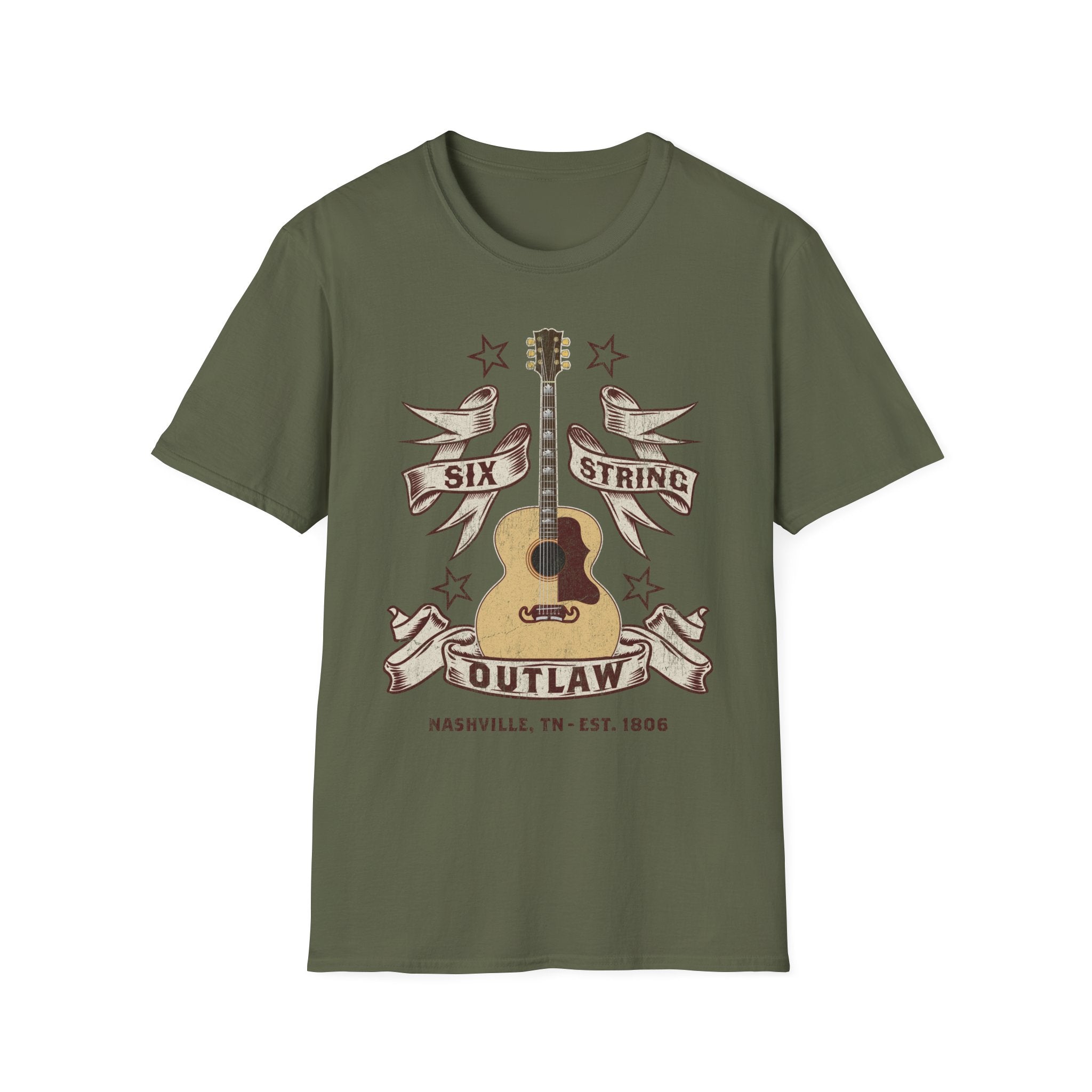 6 String Outlaw Nashville Country Guitar T-Shirt