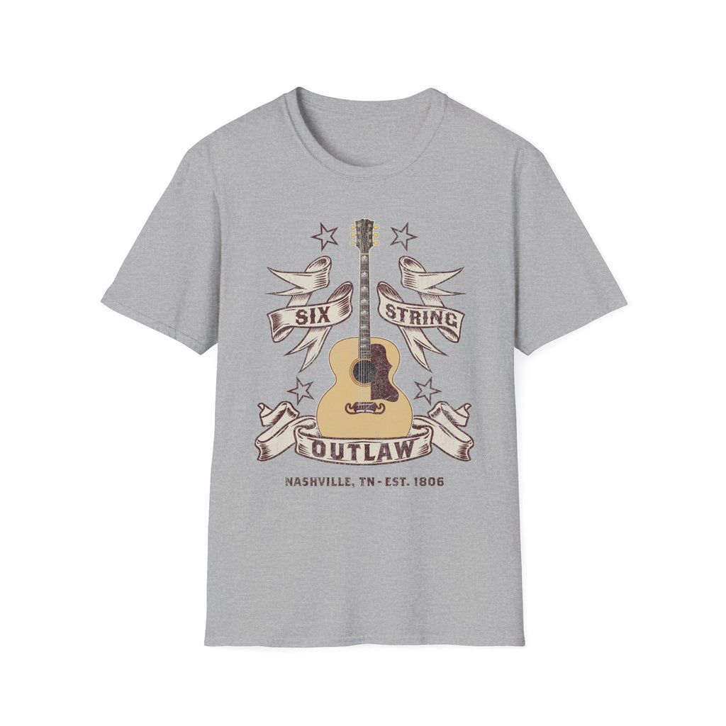 6 String Outlaw Nashville Country Guitar T-Shirt