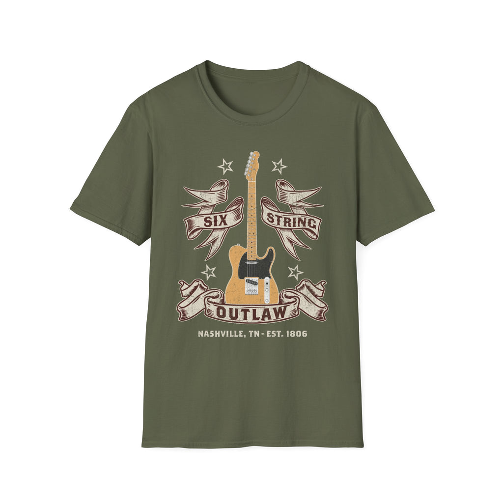 6 String Outlaw Country Guitar T-Shirt