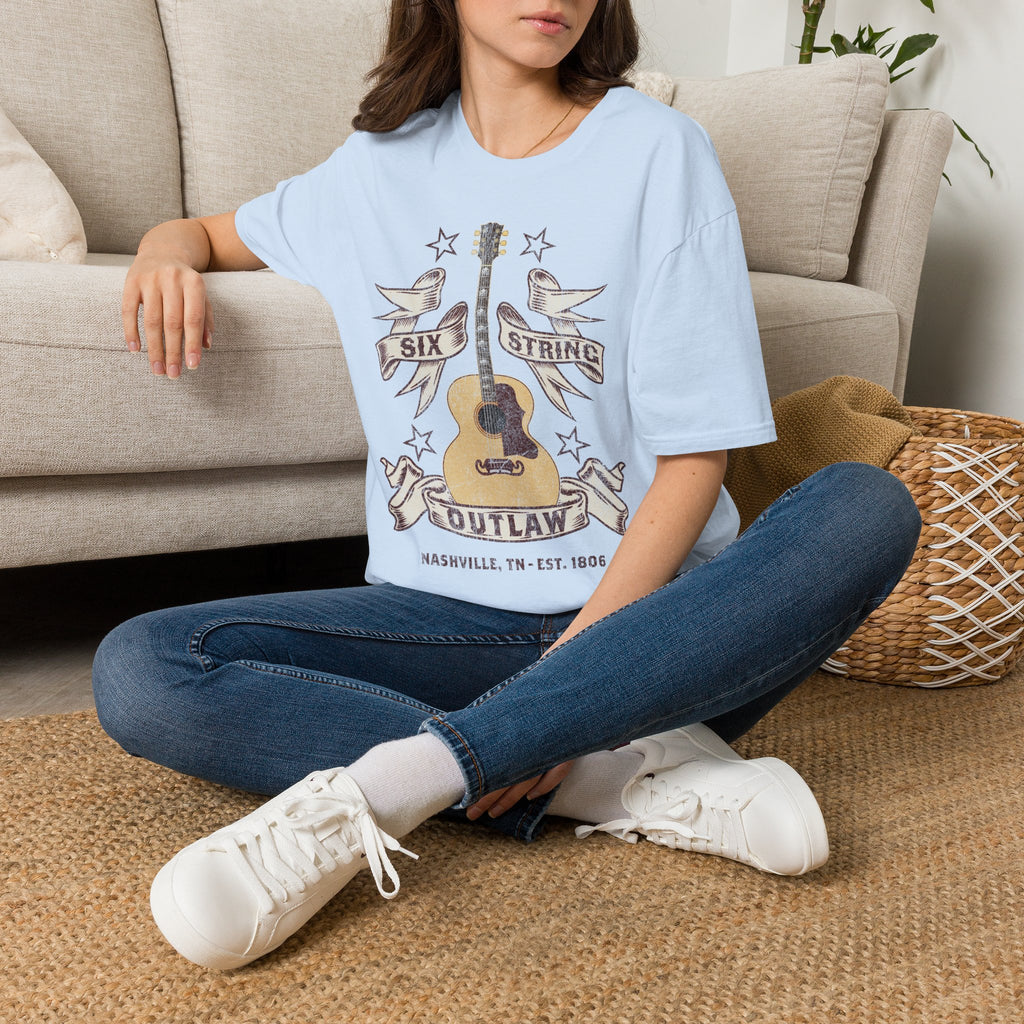 6 String Outlaw Nashville Country Guitar T-Shirt