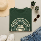 Perpetual Vacation T-Shirt — 'Crushing It' Vintage Barrel & Wine Graphic