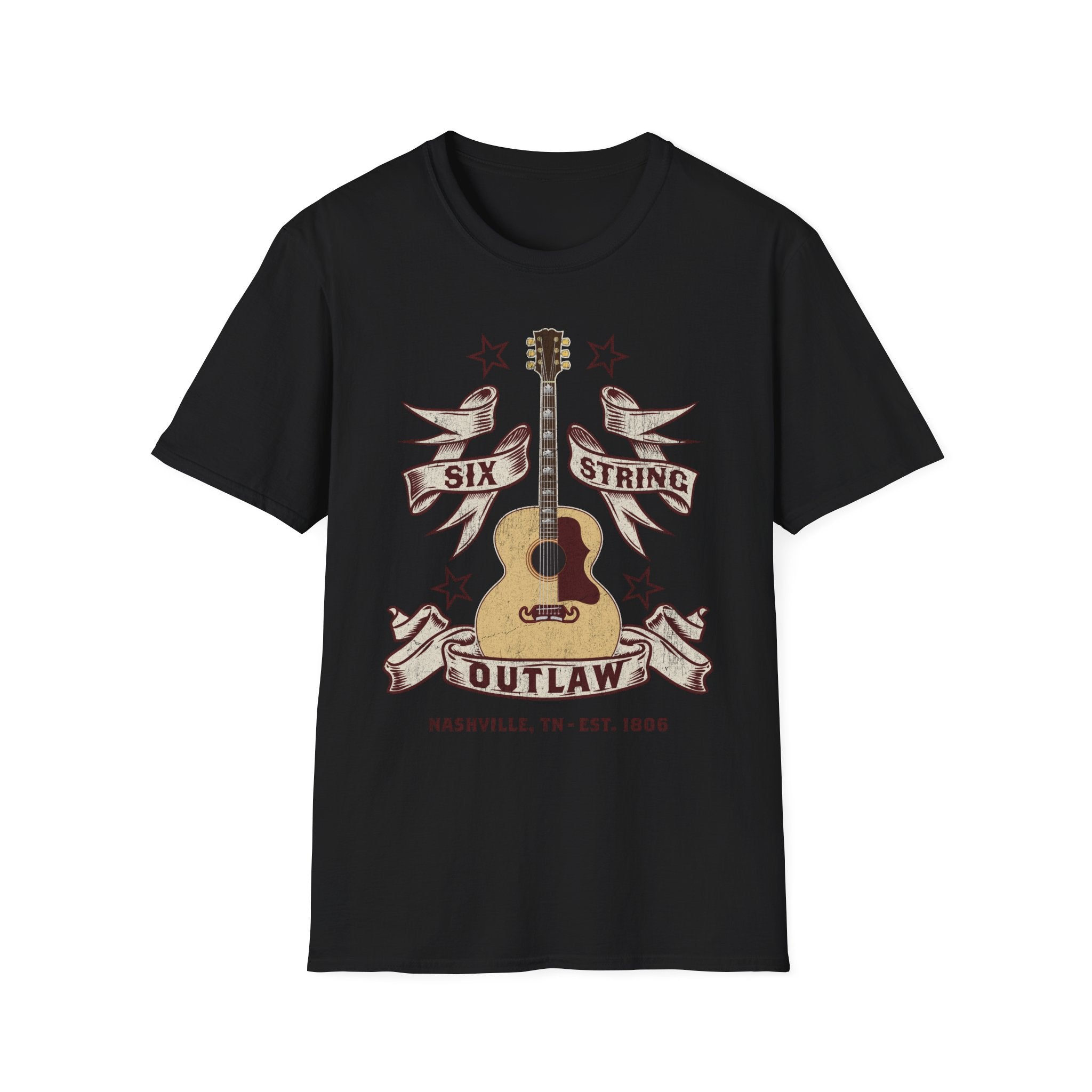 6 String Outlaw Nashville Country Guitar T-Shirt
