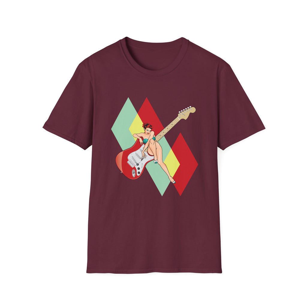 Vintage Electric Guitar Pinup Girl T-Shirt