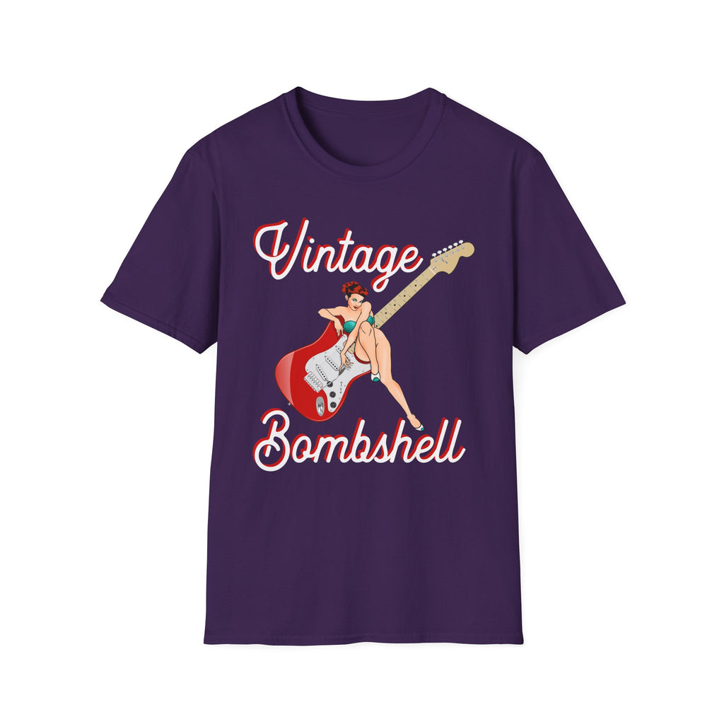Vintage Bombshell Pin Up Girl Guitar T-Shirt
