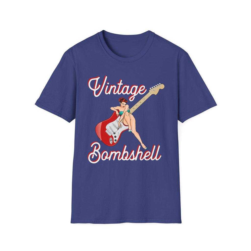 Vintage Bombshell Pin Up Girl Guitar T-Shirt