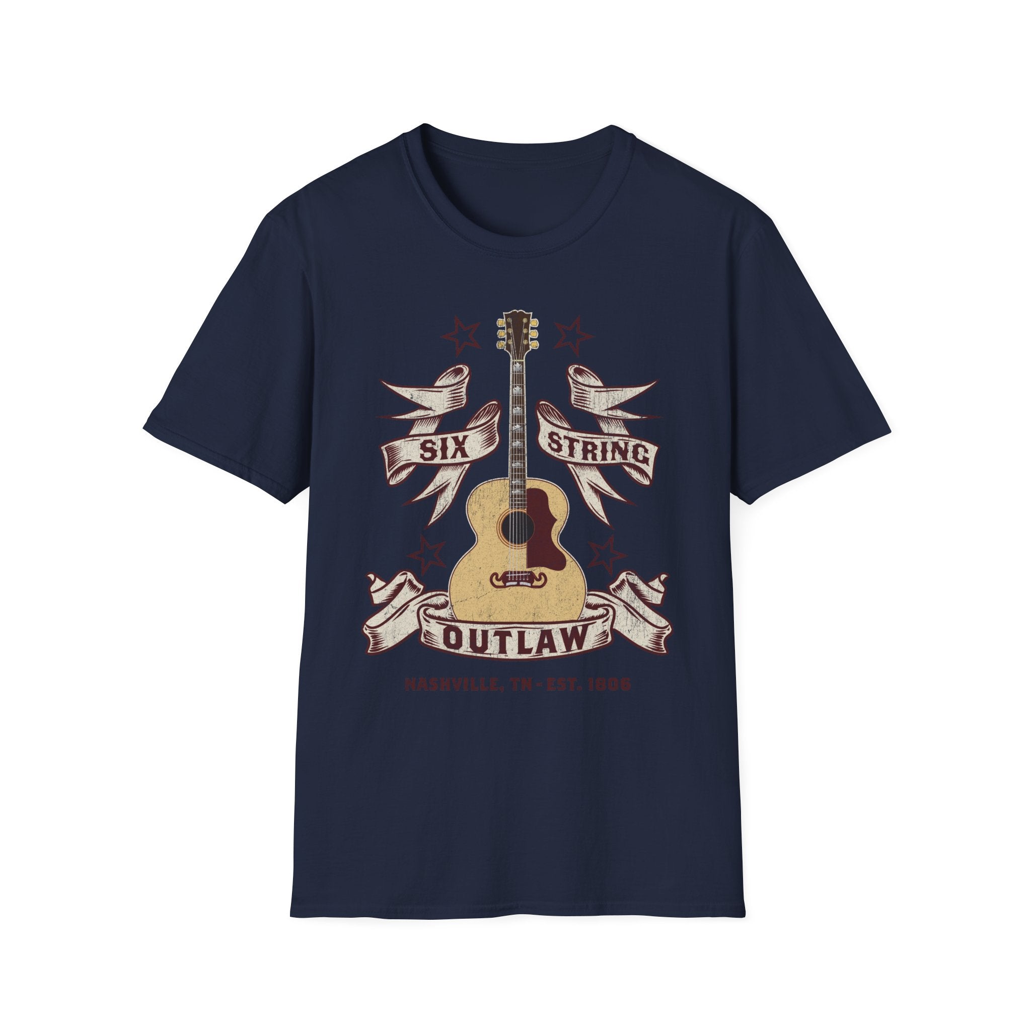 6 String Outlaw Nashville Country Guitar T-Shirt