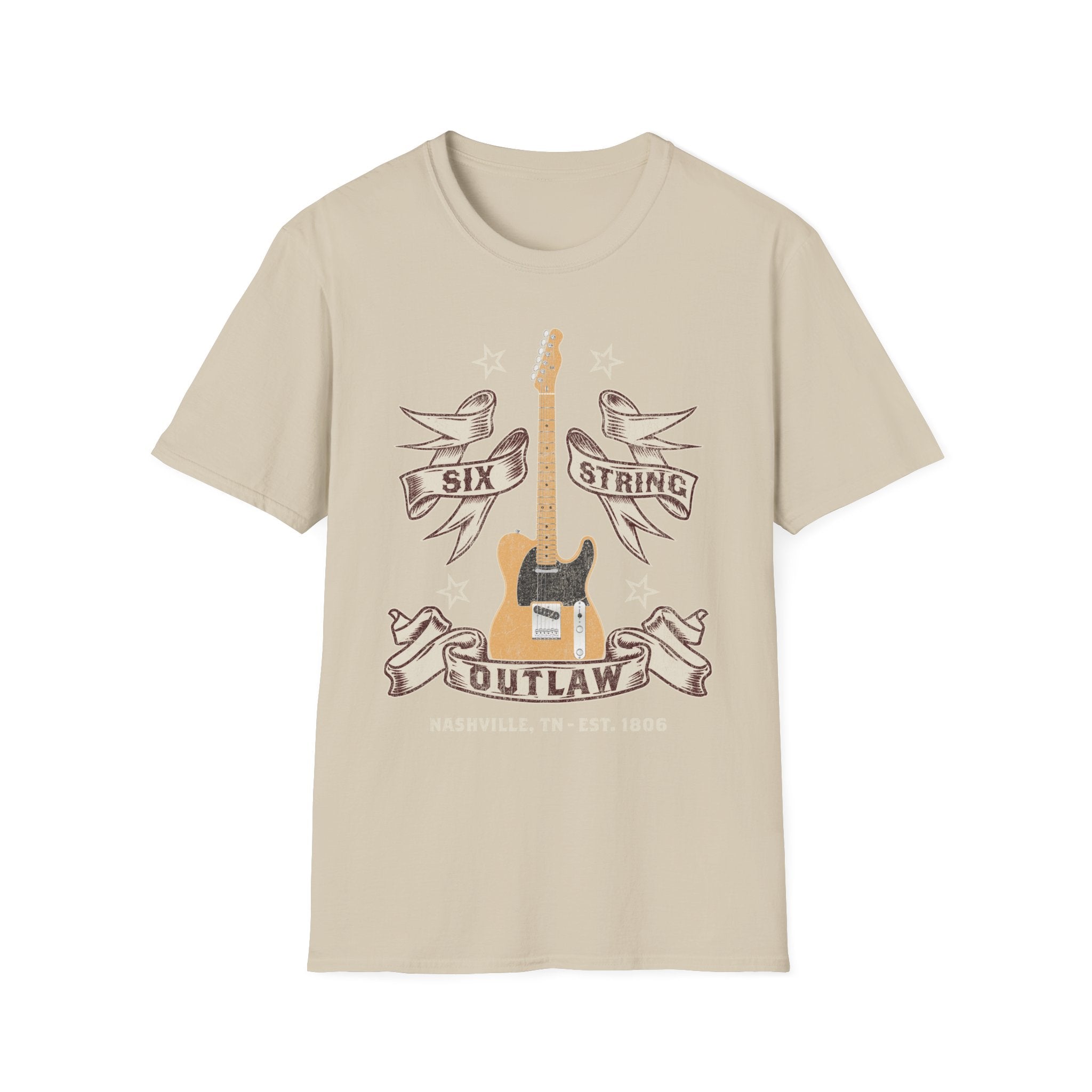6 String Outlaw Country Guitar T-Shirt
