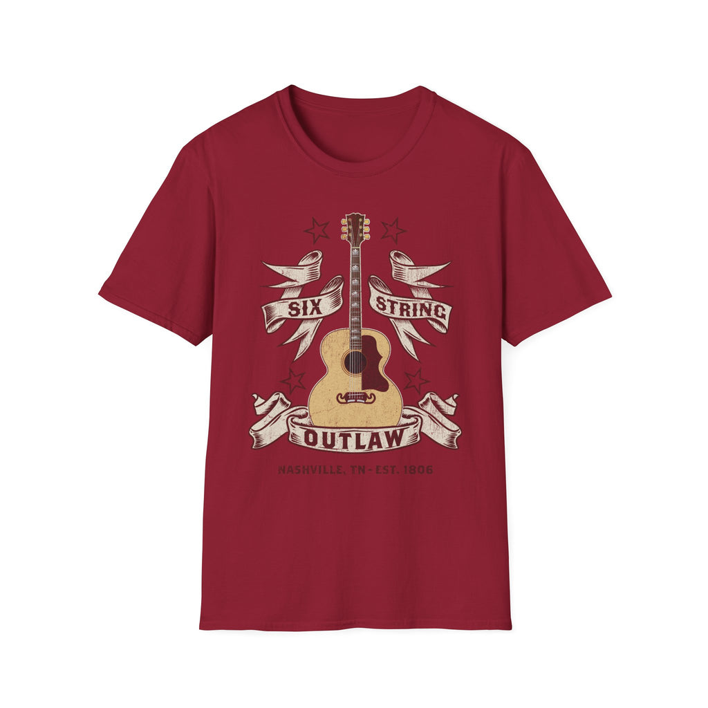 6 String Outlaw Nashville Country Guitar T-Shirt