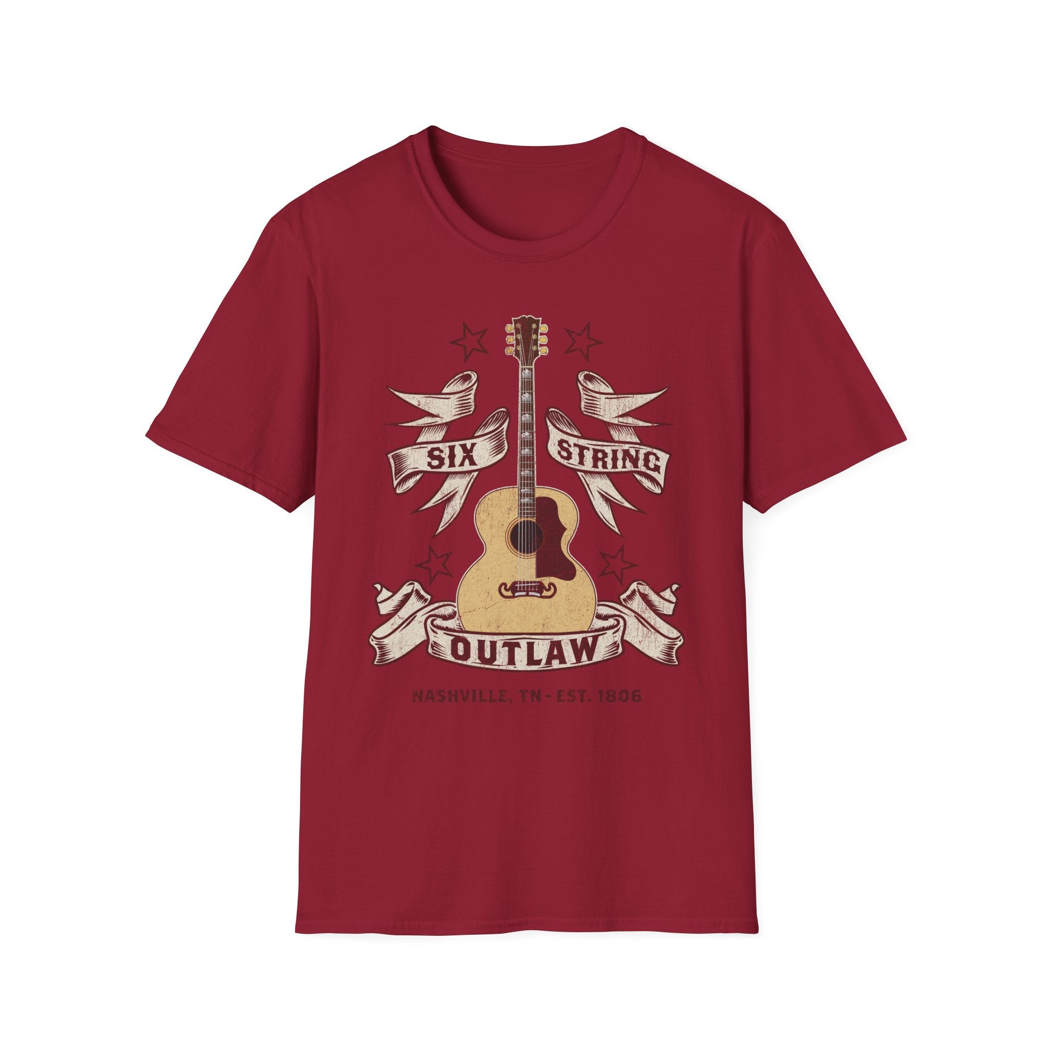 6 String Outlaw Nashville Country Guitar T-Shirt