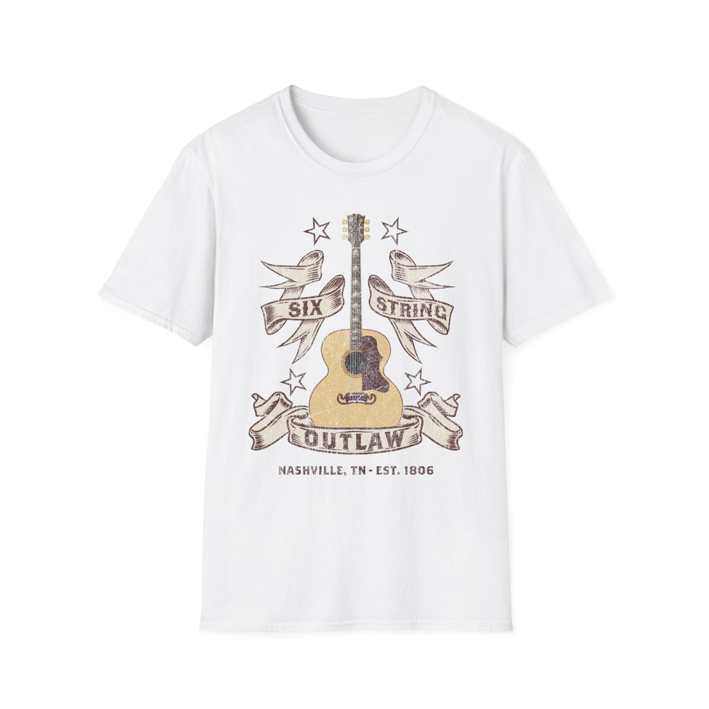 6 String Outlaw Nashville Country Guitar T-Shirt