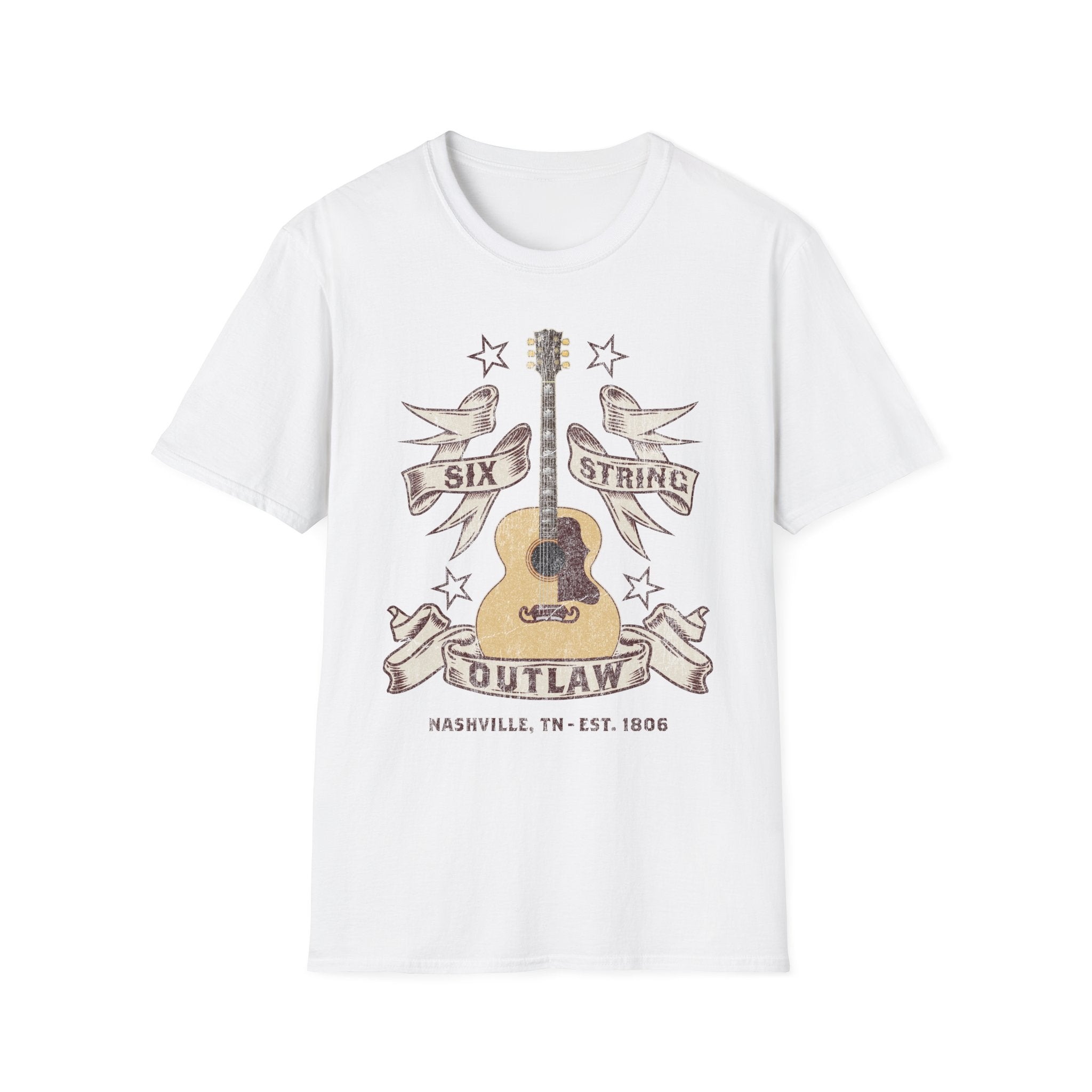 6 String Outlaw Nashville Country Guitar T-Shirt