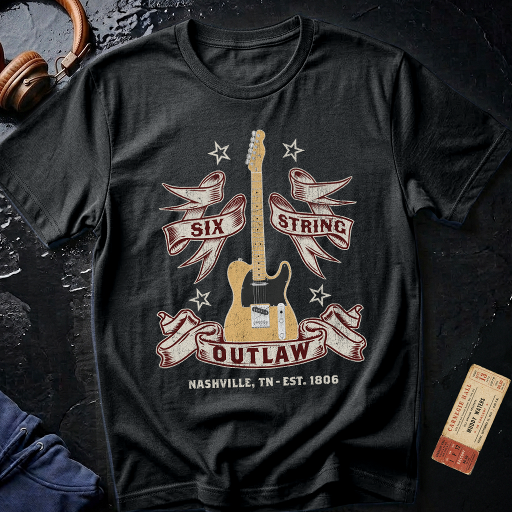 6 String Outlaw Country Guitar Electric T-Shirt