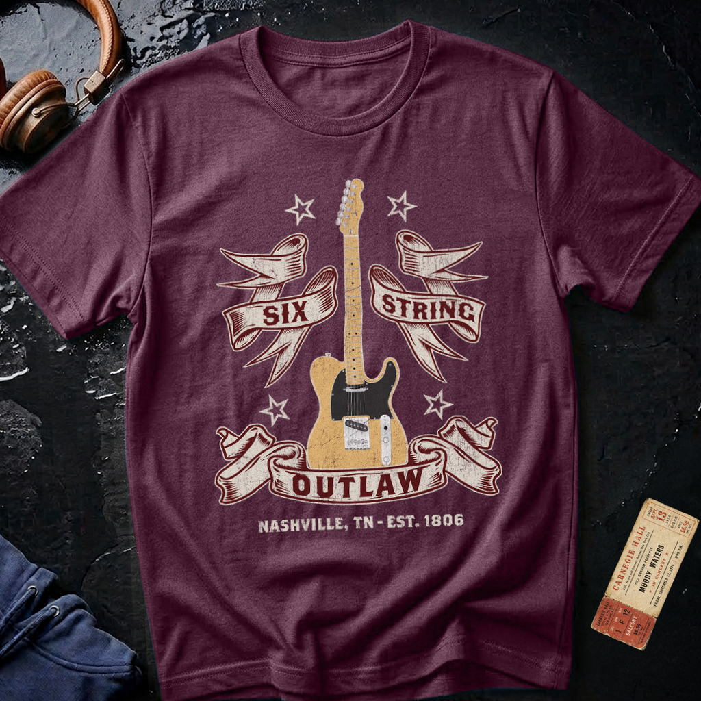 6 String Outlaw Country Guitar Electric T-Shirt