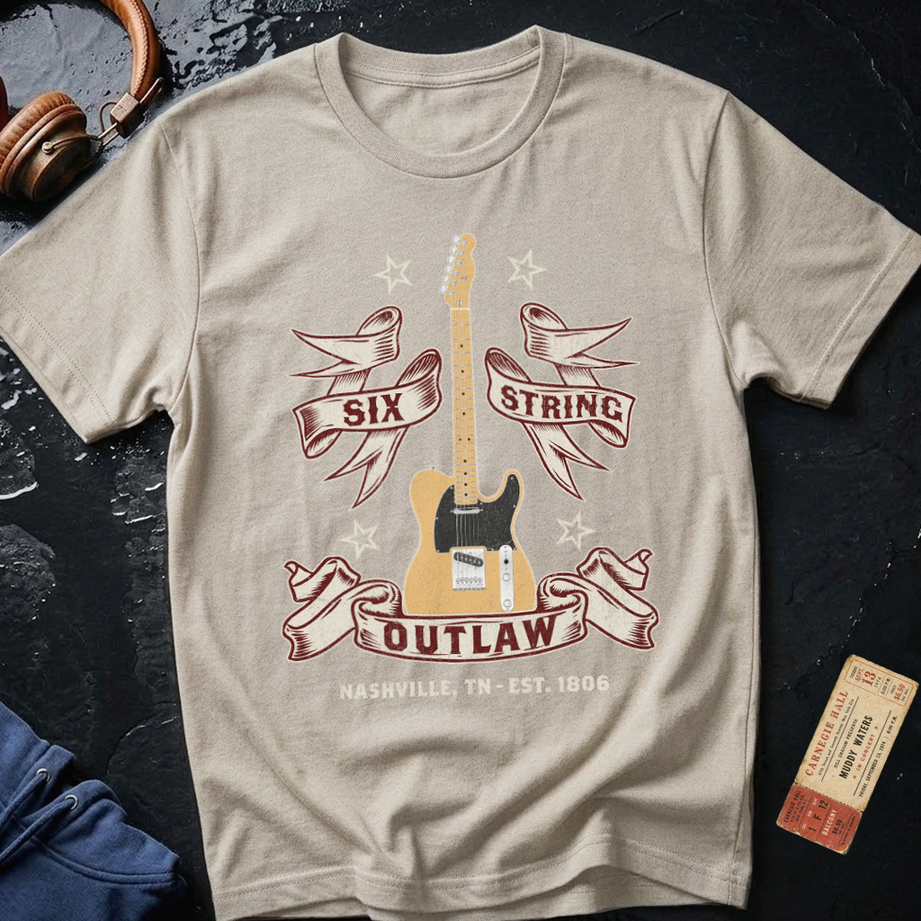6 String Outlaw Country Guitar Electric T-Shirt