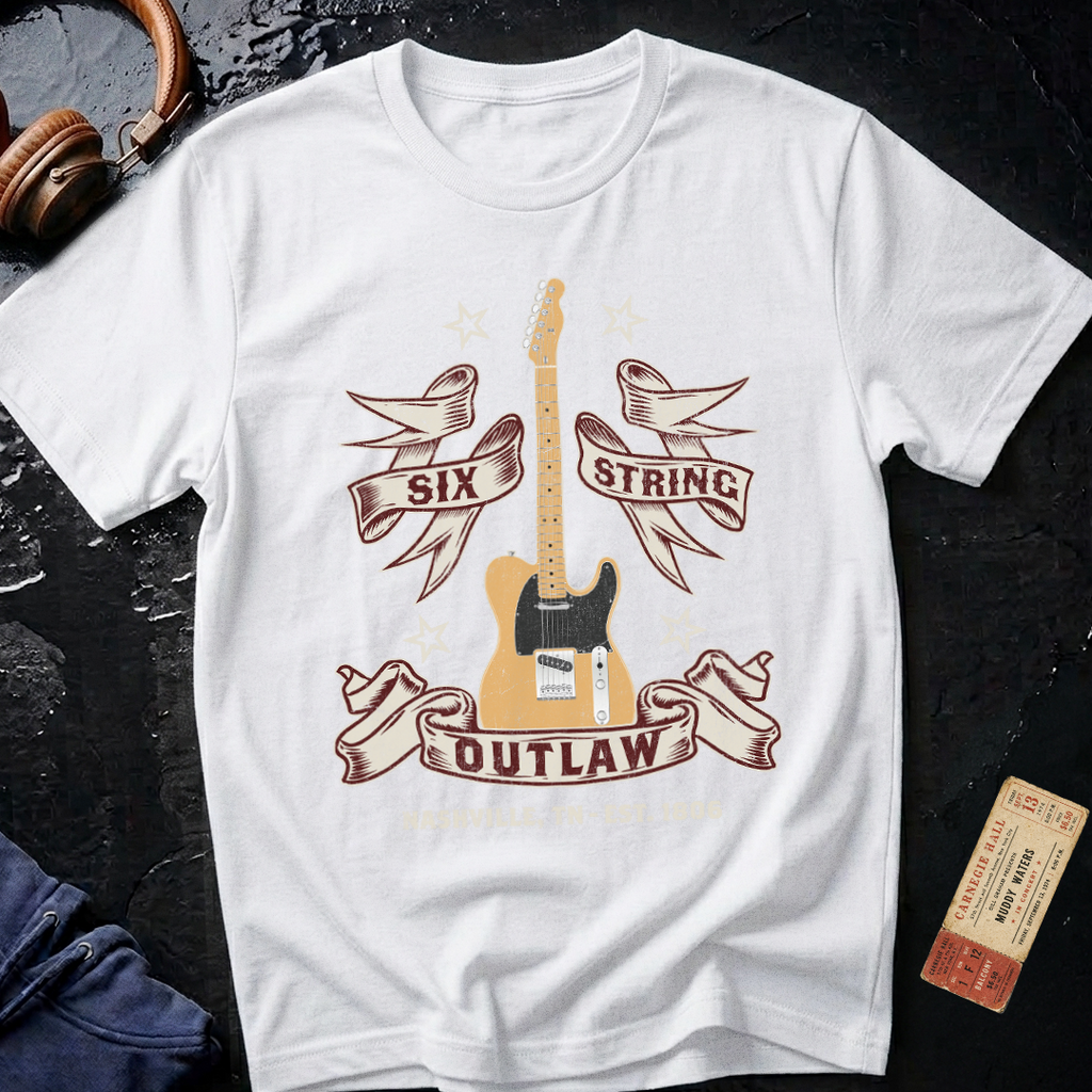 6 String Outlaw Country Guitar Electric T-Shirt
